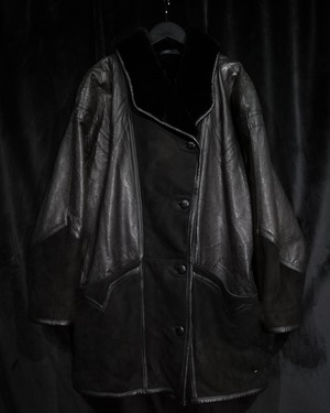 【WEAPON VINTAGE】Smooth × Faux Mouton × Faux Fur Vintage Middle Length Jacket