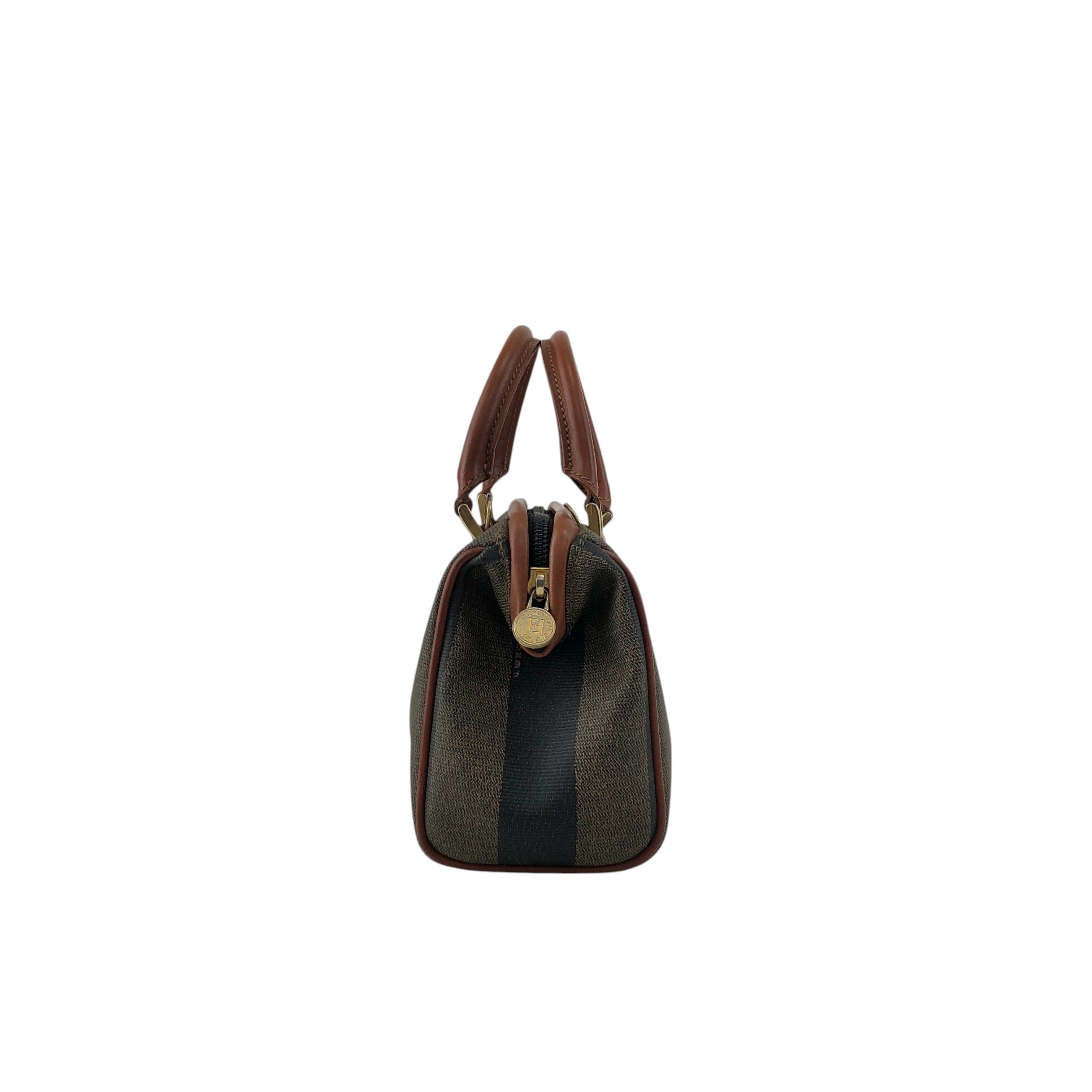 Fendi ブラウンキャンバスショルダーバッグ FENDI フェンディ ぺカン ショルダーバッグ ブラウン FFロゴ PVC 2WAY