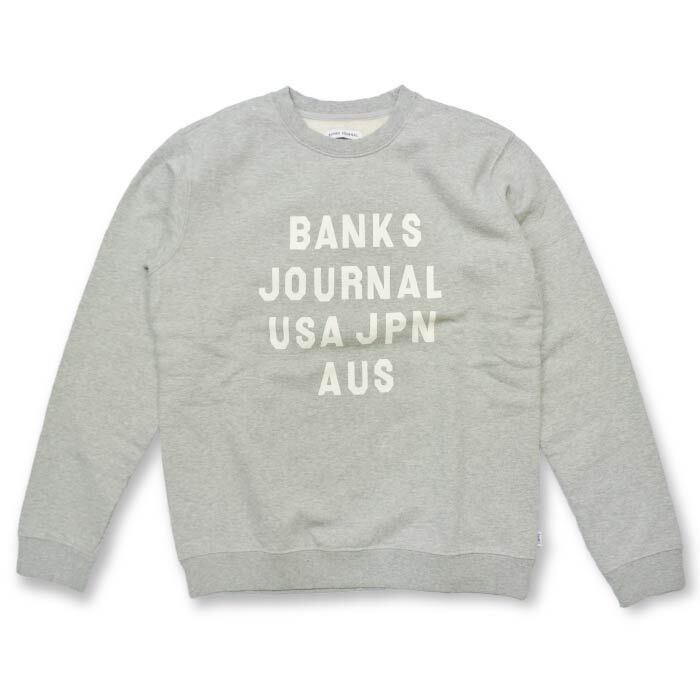 BANKS JOURNAL (バンクスジャーナル) HEMISPHERE FLEECE ロゴプリント スウェット トレーナー グレー AFL0209