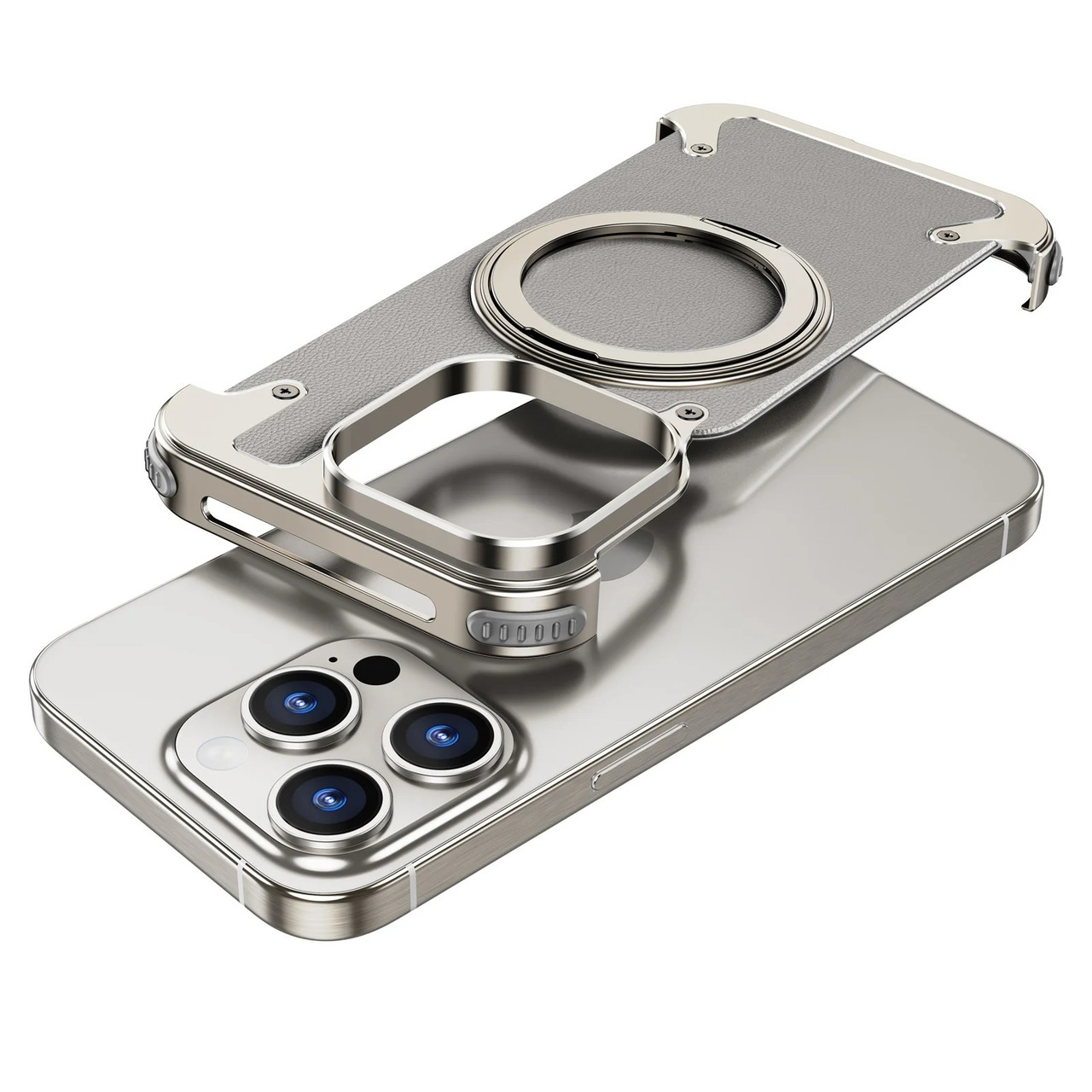 ◆iPhone 16/15/Pro/Pro Max◆ Genuine Leather Aluminum Phone Case / 本革 アルミニウム スマホケース