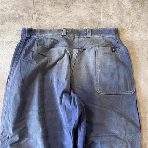 50-60s フランス軍 フレンチワーク モールスキン ブルー パンツ W31 詳細写真10
