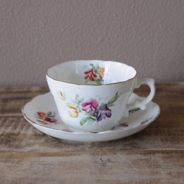 ハマースレイ スイトピー 花柄 ティーカップ ソーサー Hammersley Sweet Pea 1111 2 イギリス ヴィンテージ アンティーク 食器 陶器 レトロ かわいい Flohmarkt フローマルクト