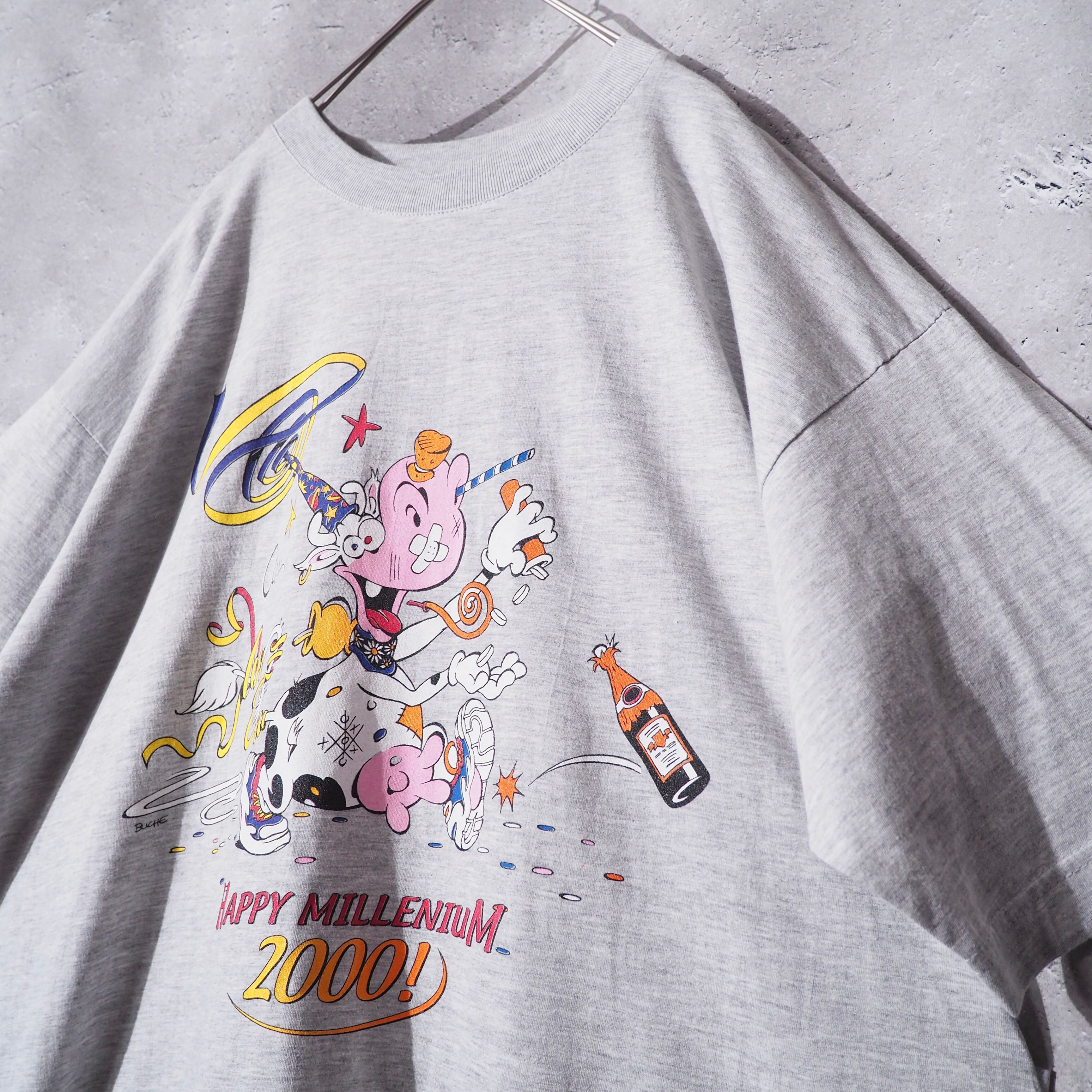 " Happy Millennium 2000!" Animal printed SS Tee