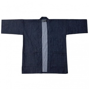 [江戸てん]デニムハッピ 日本製生地 袢纏 法被 羽織り 和服カーディガン 綿100％ メンズ