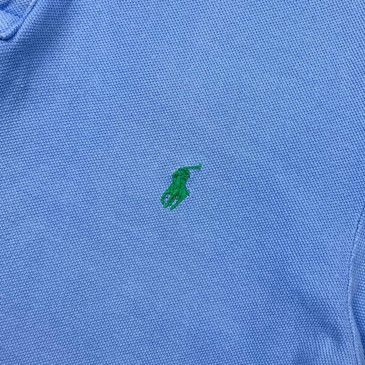 90s 00s Polo by Ralph Lauren ラルフローレン CUSTOM FIT ワンポイント 鹿の子 半袖 ポロシャツ M/水色系 メンズ オールド