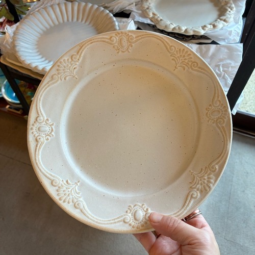 MASHIKO Antique plate Kinari　益子焼　アンティーク皿　キナリ　丸皿　プレート　メインディッシュ　洋食　電子レンジOK　食洗機OK