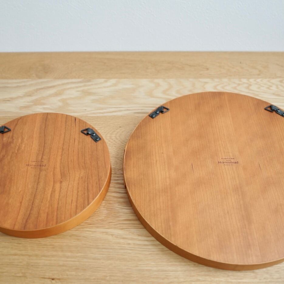 直径22cm シェーカーラウンドミラー 木製 北欧 チェリー 丸鏡 ウォール