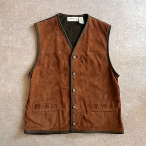 1990s ORVIS Leather Vest L G595