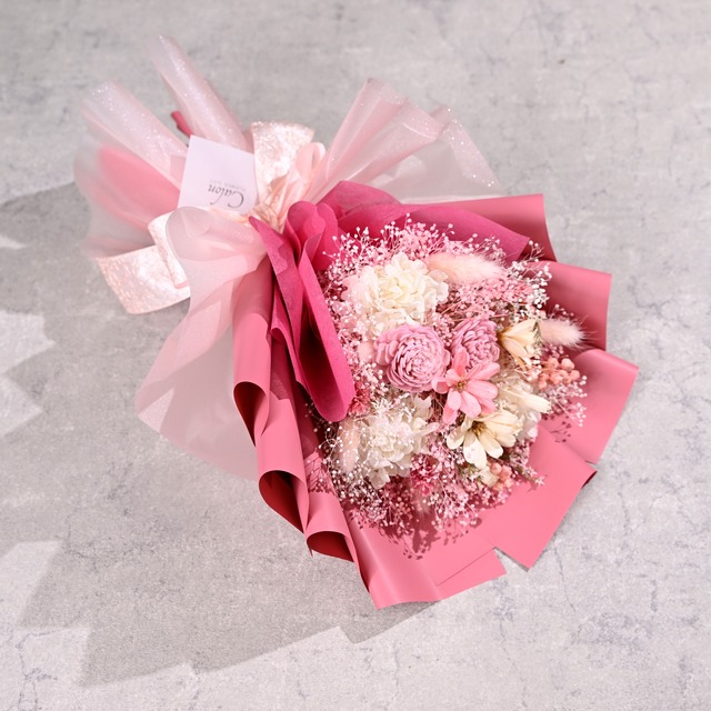 ドライフラワーの花束 Mサイズ  ホワイトピンク≪限定１点≫
