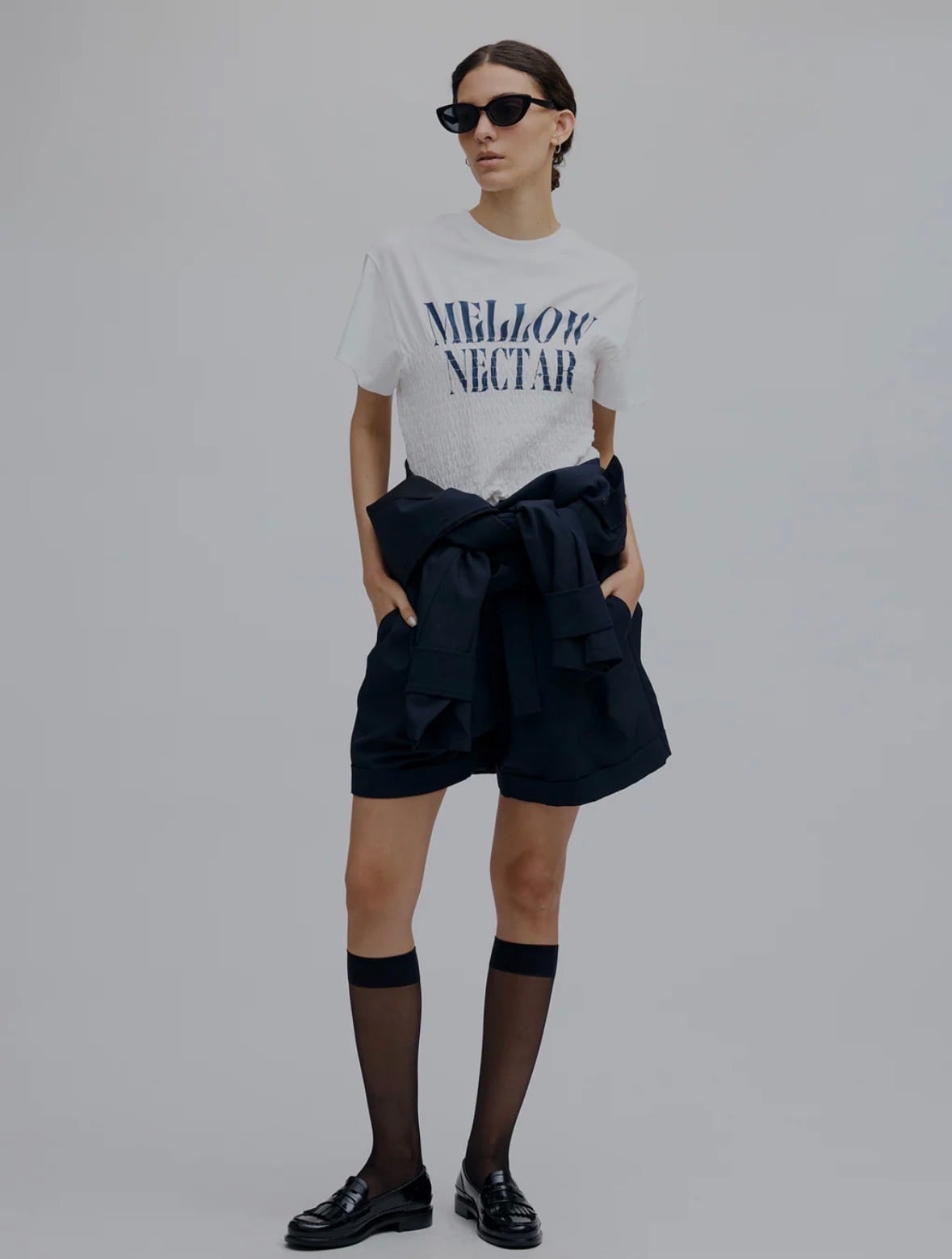 AMERI】MEDI SHIRRING CONCEPT TEE (0226103610280) | CLOAK&CO EC STORE