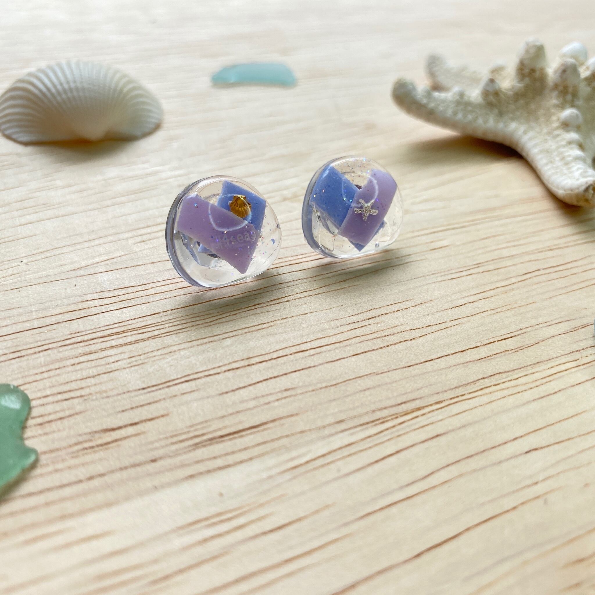 PLACO ピアス パープル ☆海洋プラスチックを使用したアップサイクル