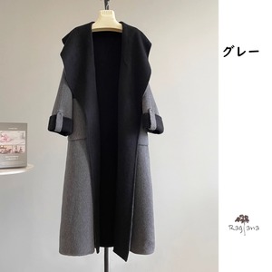 バイカラー ウール混 コート 4col Y 250510