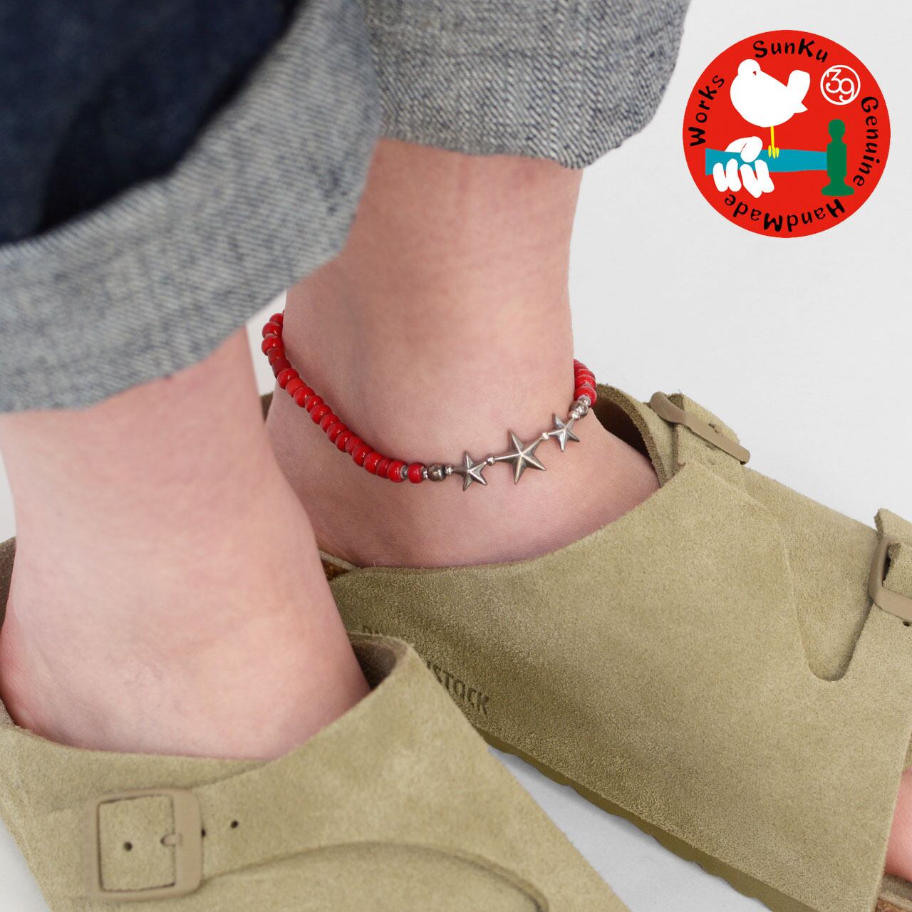 Sunku 39 [サンク] Star Beads Anklet [SK-144-RED] スタービーズ