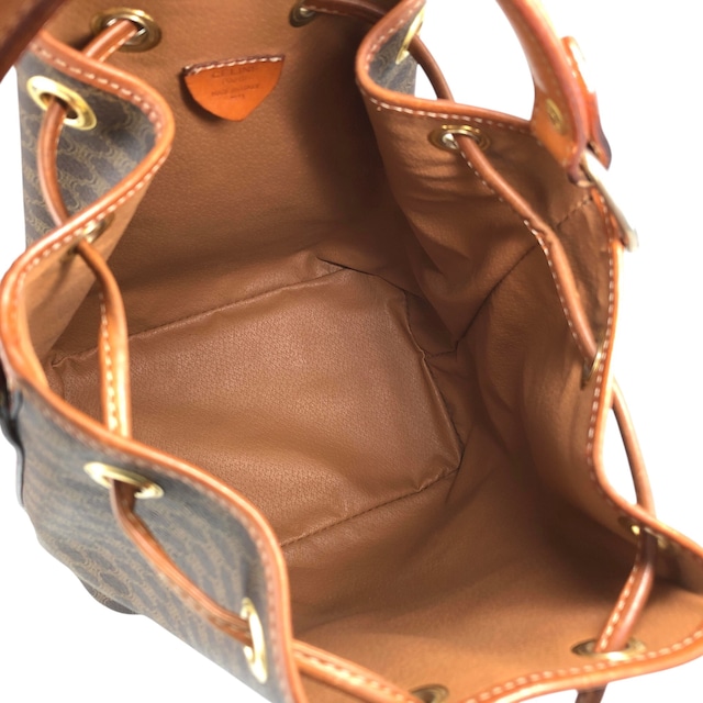 CELINE セリーヌ マカダム ショルダーバッグ ブラウン PVC レザー 2way 巾着 vintage ヴィンテージ オールド ifb2i4