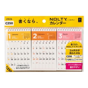 【人気】能率 NOLTY 2026年 カレンダー 卓上 3ヶ月 A5変型 C250