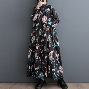 フラワーオーバーワンピース ワンピース ロングワンピース フレアワンピース 花柄ワンピース ボヘミアンワンピース フラワーワンピース ボタニカルワンピース マキシワンピース 花柄 長袖 ノーカラー シャツワンピース フレア オーバーサイズ ビッグシルエット レディース かわいい 大人可愛い おしゃれ ガーリー エレガント 主役級 存在感 キュート きれいめ 上品 カジュアル クラシカル 個性的 レトロ お出かけ 休日 デート 体型カバー ゆったり フェミニン