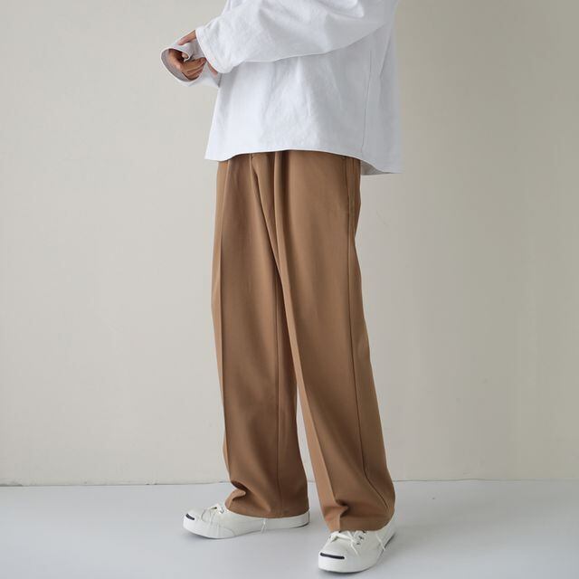 【予約販売】ワイドパンツ ボトムス メンズ 無地 モード シンプル ルーズストレート ブラウン ブラック カジュアル こなれ感 お洒落 韓国 トレンド 秋 冬 M/L/XL/2XL