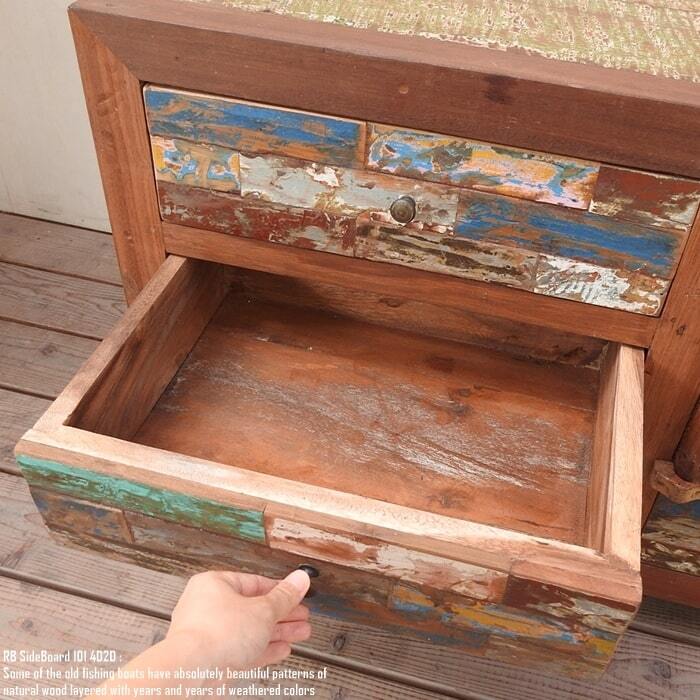 一点物 サイドボード 101cm コンソールテーブル ボートウッド 船古材