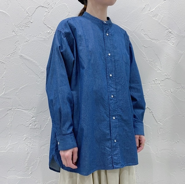 Midi Umi band collar denim shirt