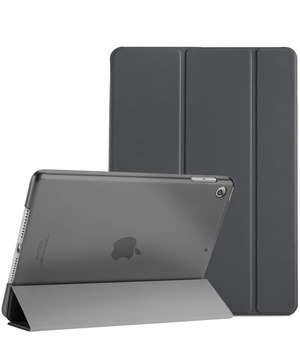 【努力特価】ProCase iPad 9/8/7 ケース (2021 2020 2019) 半透明バックカバー スマートカバー 軽量 三つ折りスタンド iPad 10.2 対応 - グレー