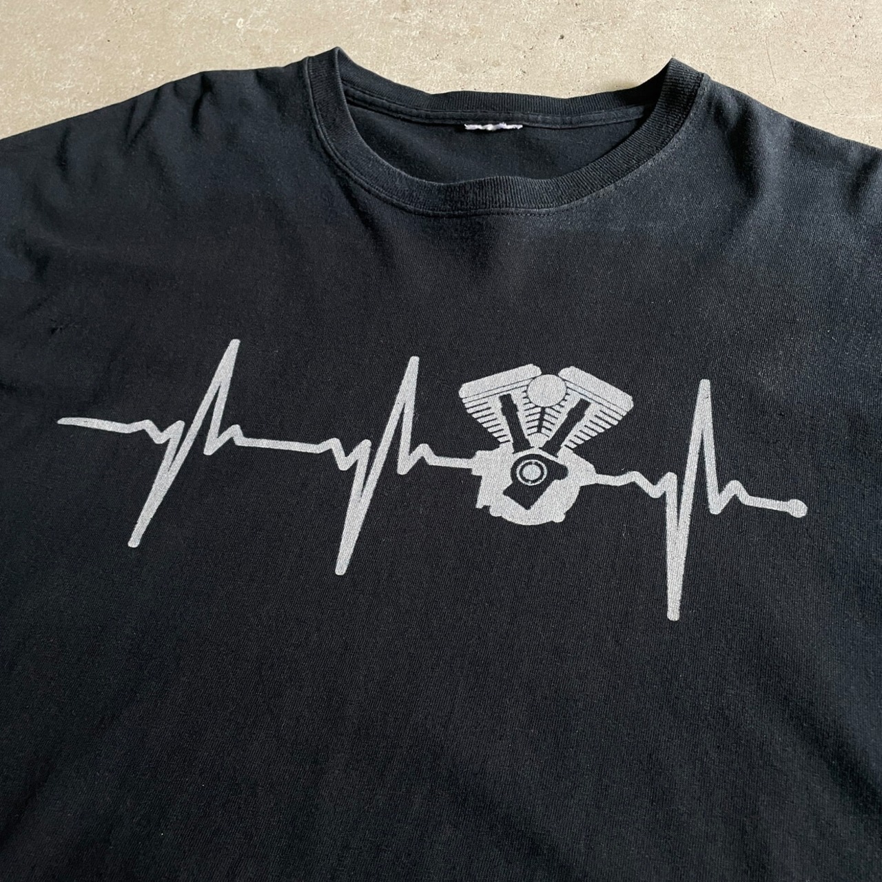 ビッグサイズ 心電図 心拍数 プリントTシャツ メンズXL相当 古着 
