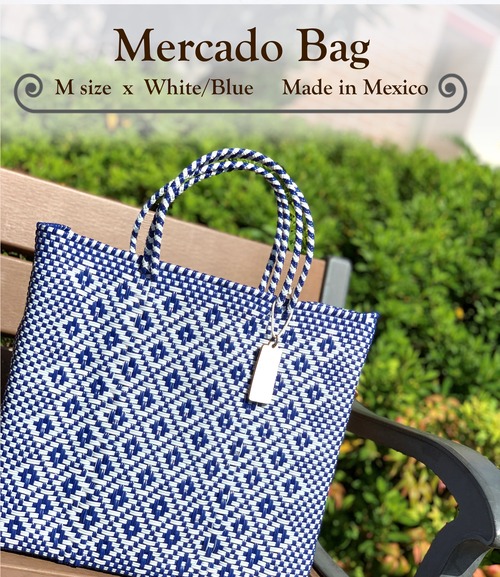 M Mercado Bag (Normal handle) White/Blue