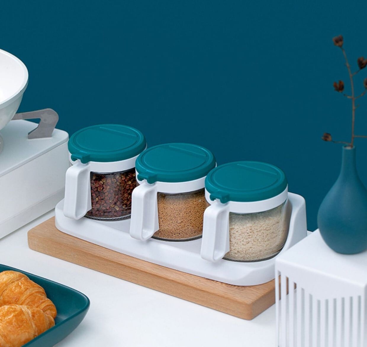 ティージャーの保管 クリエイティブセラミック調味料ボックス黒