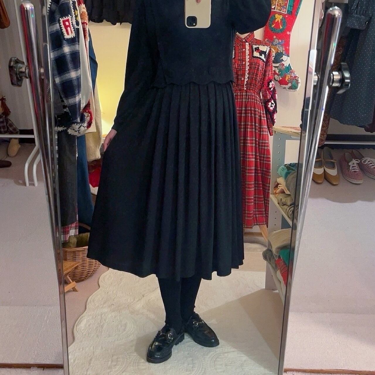 black mini flower separate one-piece