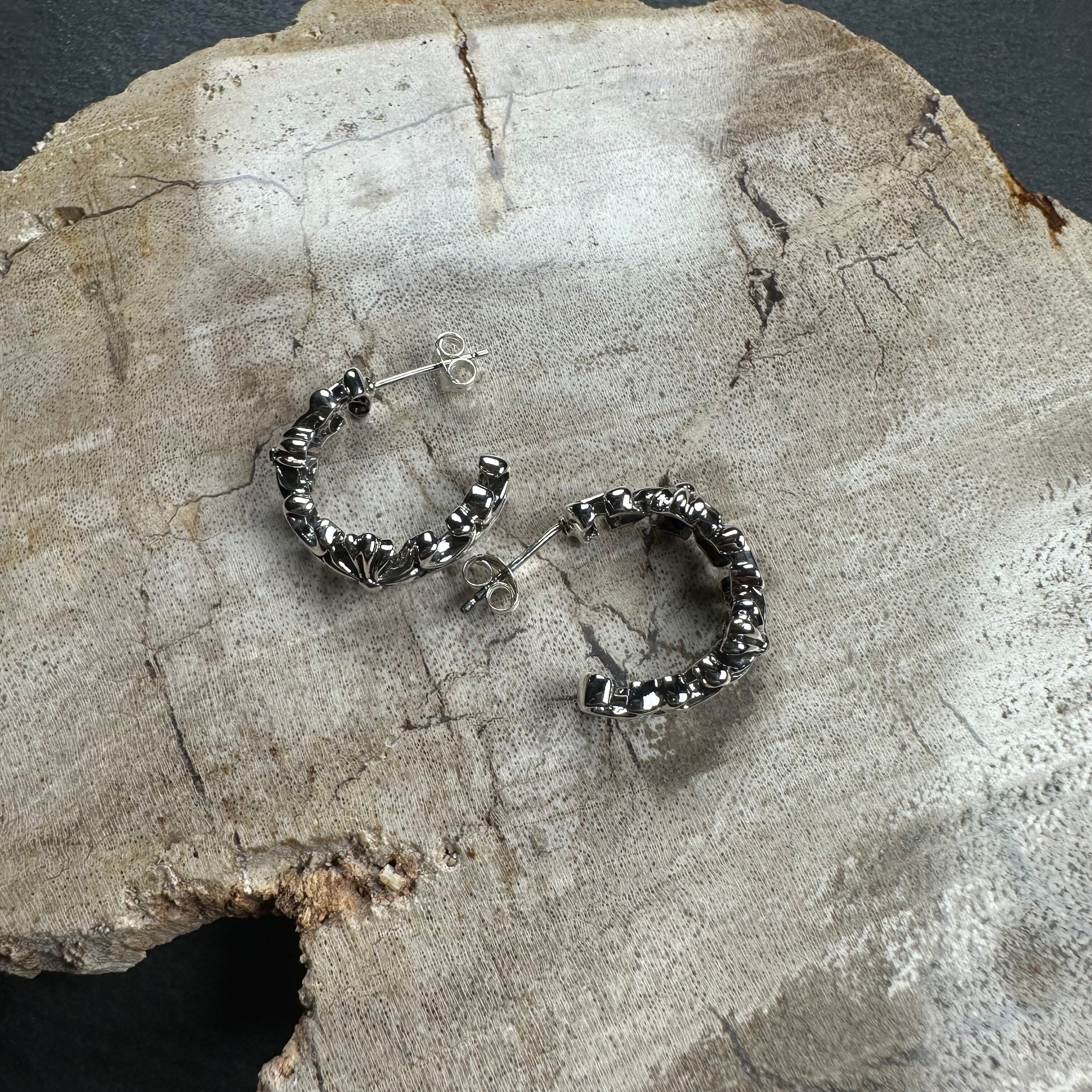 シルバー925 Silver クロスデザインフープピアス/軽研磨仕上げ