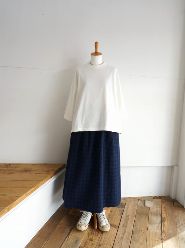 美品　nagonstans タイプライターピンタックスカート 定価¥42.900 NATURAL LAUNDRY ライトタイプライター ギャザーポケットスカート