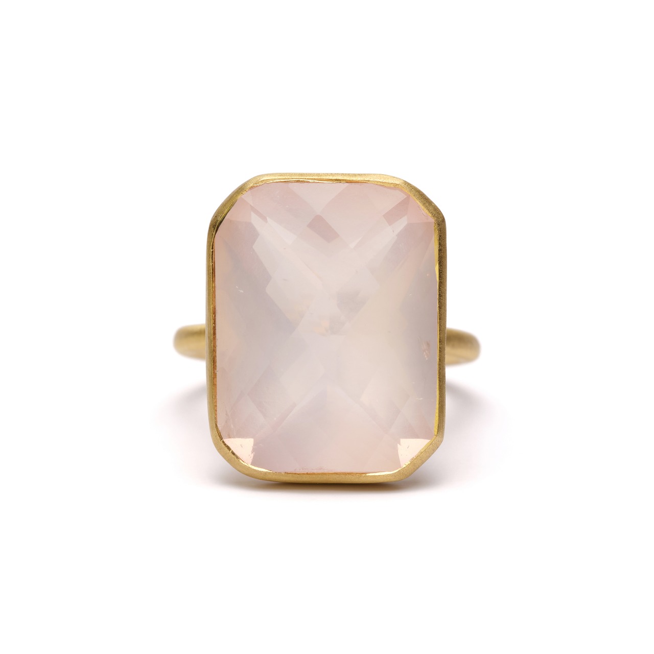 S925 SINGLE STONE MATT RING -ROSE QUARTZ- 03