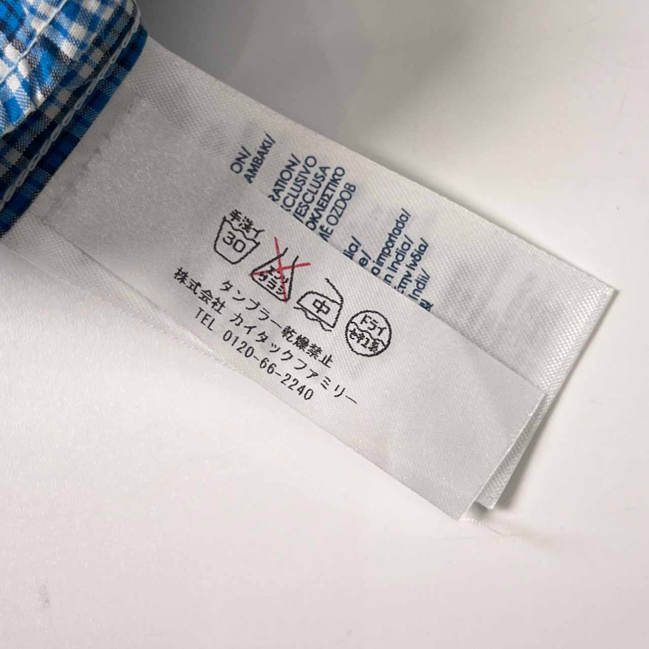 90s CHAPS チャップス チェック BD ボタンダウン 長袖シャツ S/ブルー メンズ インド綿 ビンテージ