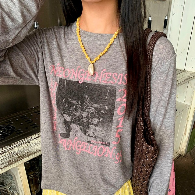 Vintage Print Long Sleeve T-Shirt　2litr06244