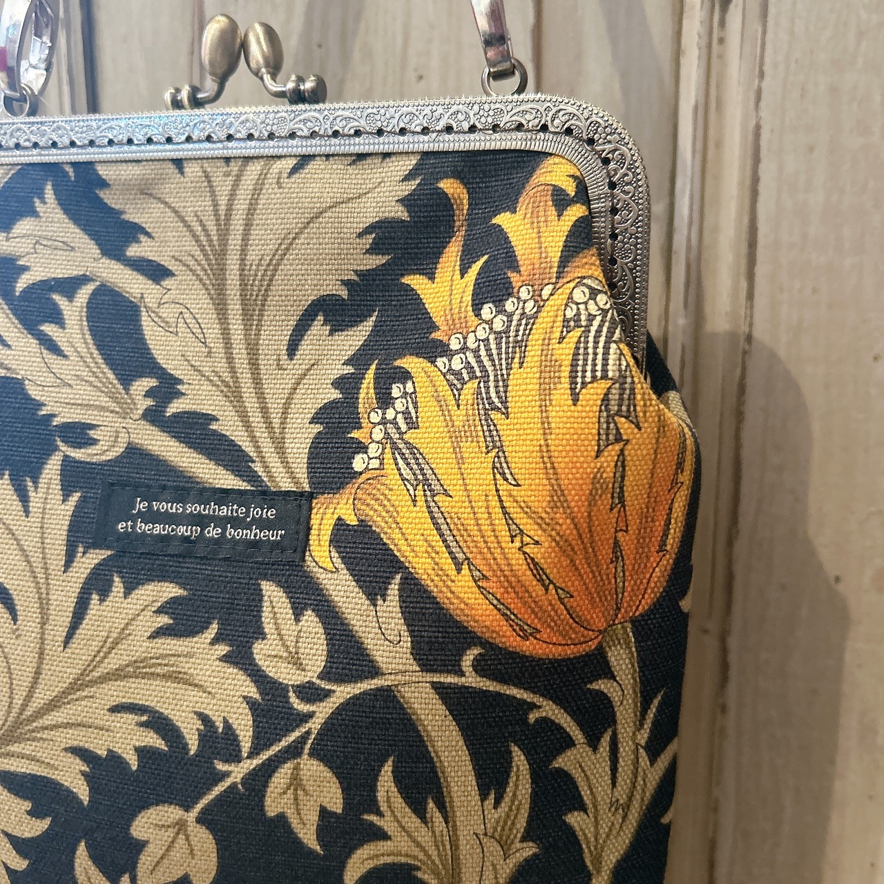 ［William Morris］がま口ハンドバッグ　アネモネ　内ポケットあり