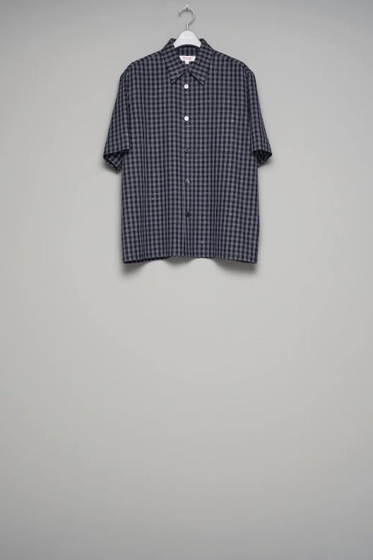 26SS】MASU SPARKLING PLAID HALF SLEEVE SHIRT (BLACK) M26U6SH003
