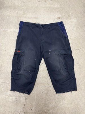 10s WTAPS/Cropped Cargo pants/XL相当/クロップドカーゴパンツ/ペイント加工/ブラック/ネイビ－/ダブルタップス