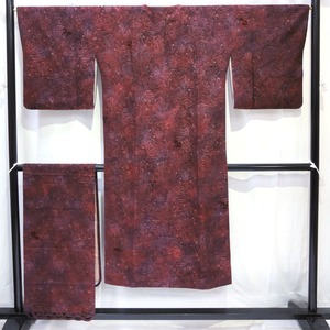 正絹・輪奈ビロード・着物・和装コート・ショール付・草花・No.200701-0477・梱包サイズ60
