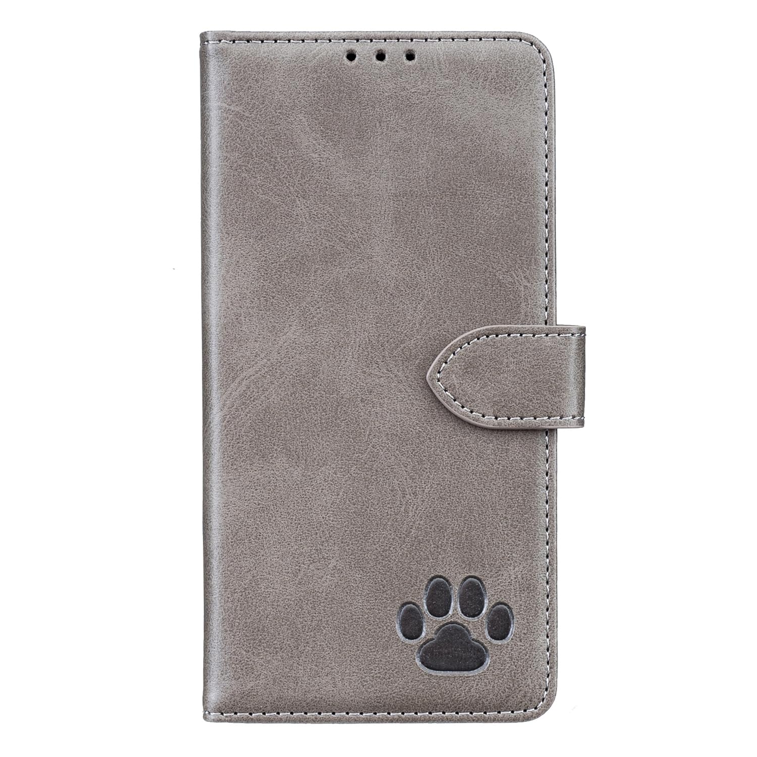 LUKKRTT Case for 電話カバー iPhone 17用の アイフォン17 ケース手帳型 かわいい猫の足跡 肉球 財布型 カード収納 マグネット式 スタンド機能付き 全面保護 耐衝撃 (A2-グレー, iPhone17対応)
