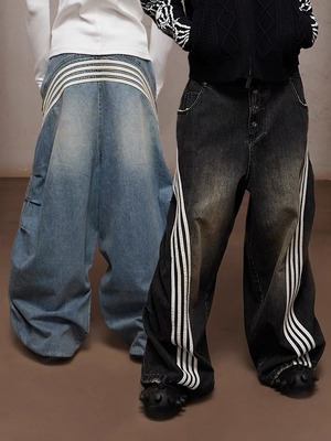 DND4DES Retro Wide-Leg Washed BLACK Denim