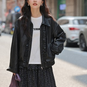 frill leather jacket J00064