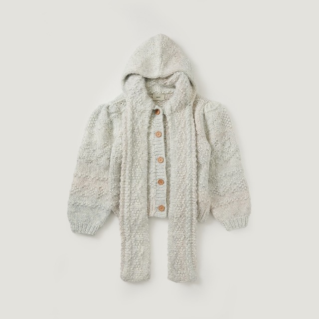 【LAST 1】Marble hand knit hoodie/White mix