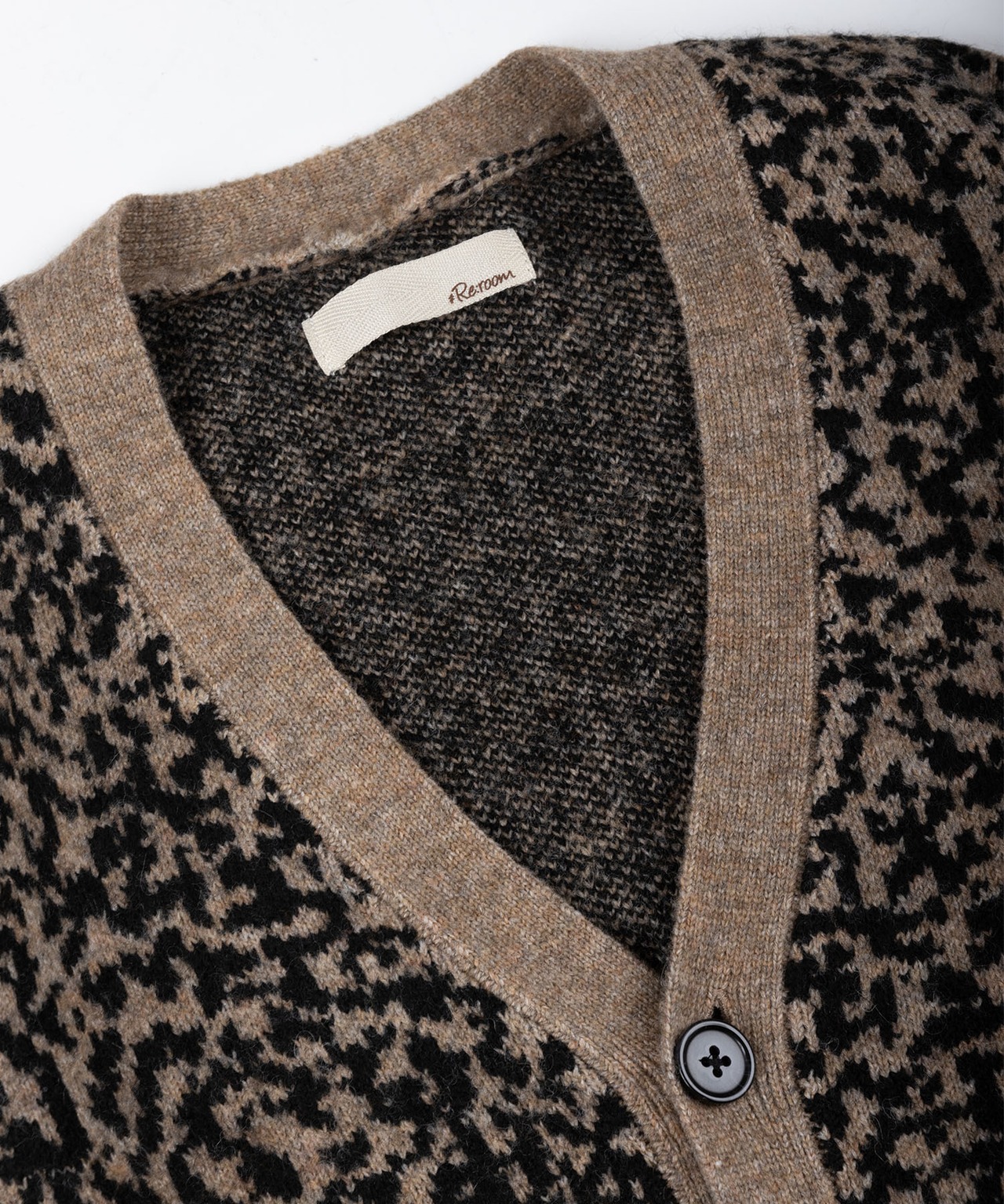 【#Re:room】LEOPARD JACQUARD BIG CARDIGAN［REK133］