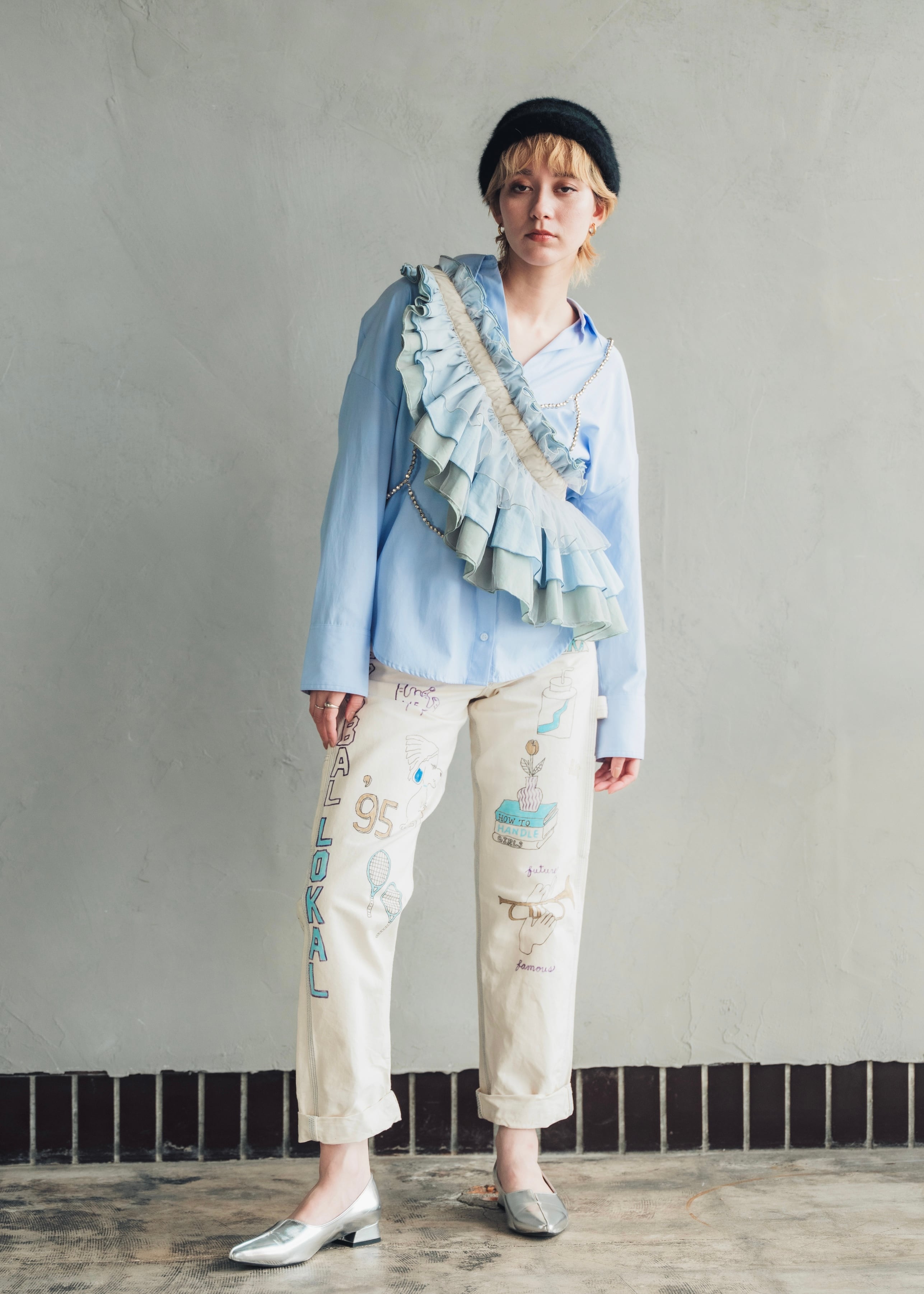 DŌRA MÖRA | Versatile Ruffled Bag - SEA BLUE | ORIENT MILLINERY