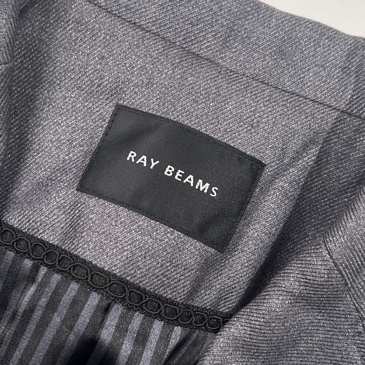 RAY BEAMS レイビームス 裏ストライプ 袖先デザイン ショート丈 ジャケット/グレー レディース