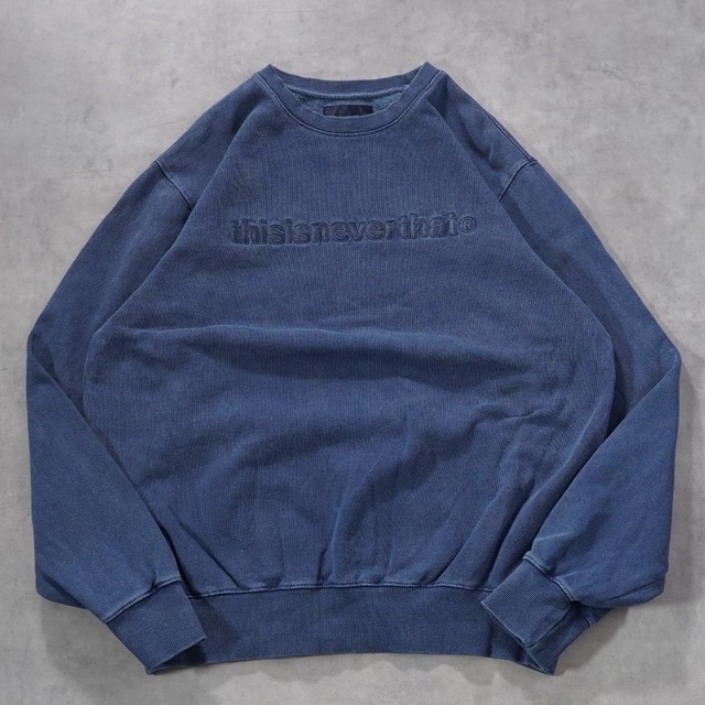 ディスイズネバーザット ネバザ スウェット 古着 ロゴ 刺繍 M 青 17906
