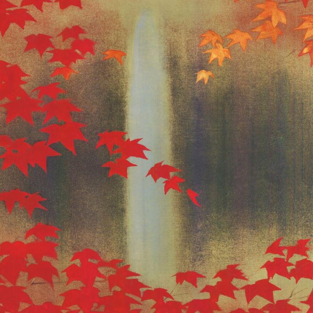 川端龍子『滝に紅葉（F8号）』高精彩工芸画(手彩補色) 複製画 新品