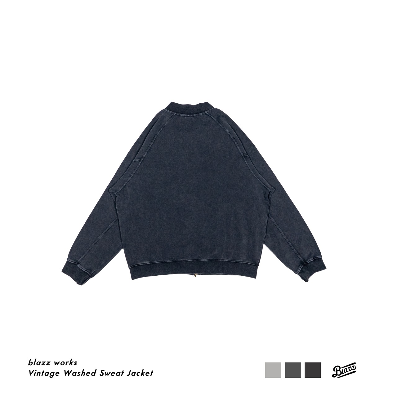 Vintage Washed Sweat Jacket [Black]