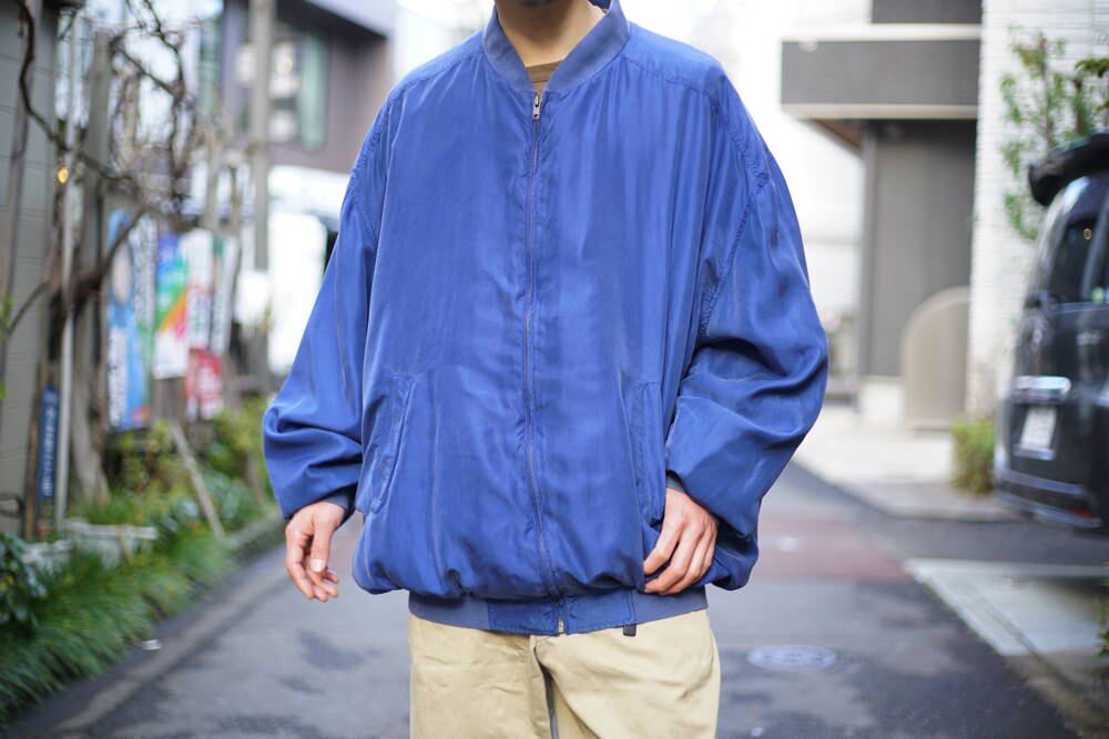 Naked Silk] Vintage Big Silhouette Silk Blouson Jacket [1990s