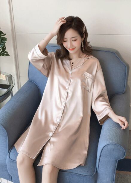 シルクパジャマ ワンピース シャンパンベージュ Dormir シルクパジャマ ワンピース シャンパンベージュ Dormir