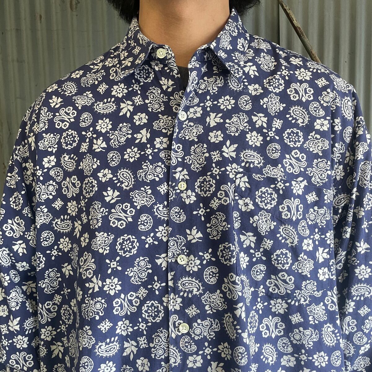 90年代 OLD GAP オールドギャップ ペイズリー柄 花柄 コットンシャツ 